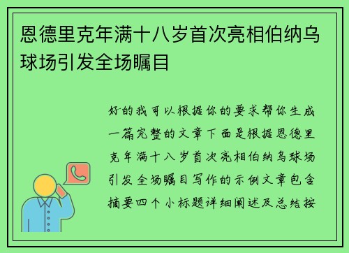 恩德里克年满十八岁首次亮相伯纳乌球场引发全场瞩目